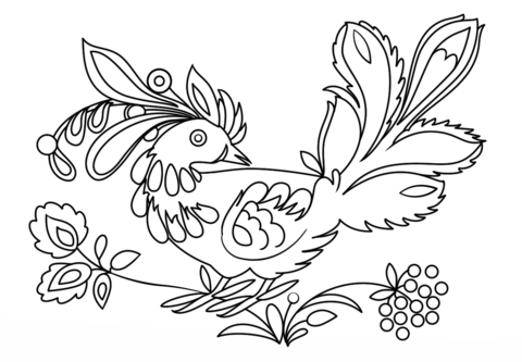 Petrykivka Bird Coloring Page